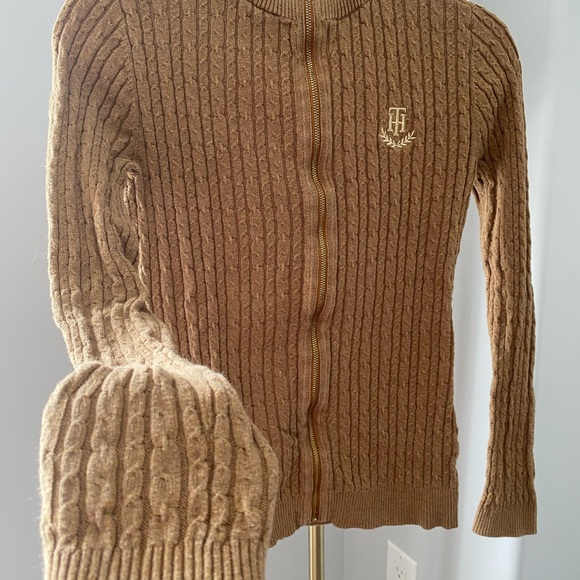 Tommy Hilfiger Zip Up Cable Knit Sweater - Picture 2 of 5